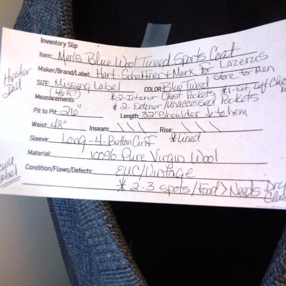 Vintage Hart Schaffner & Marx 100% Wool Blue Tone Tweed Sports Jacket Coat - Picture 2 of 12